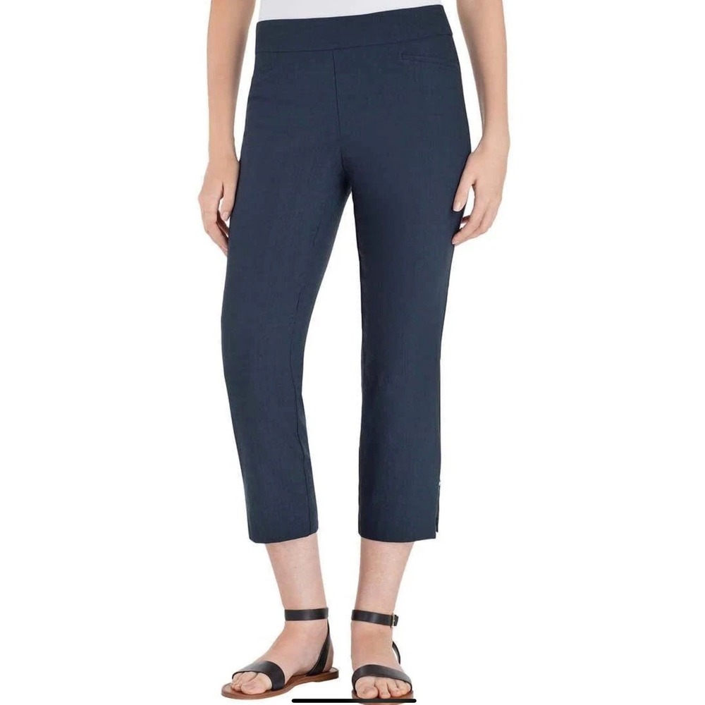 Hilary Radley Navy‎ Blue Stretch Capri Pants Women's Size Medium Cropped NWT